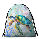 Dreamy Sea Turtle Round Beach Towel