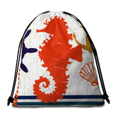 Beachy Seahorse Round Beach Towel