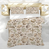 Brown Seashells Reversible Bed Cover Set