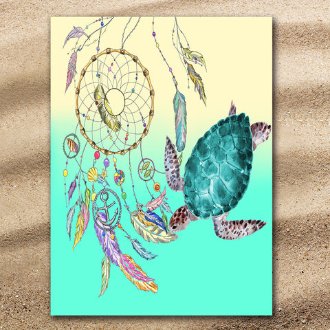 The Dreamcatcher and Sea Turtle Jumbo Beach Towel