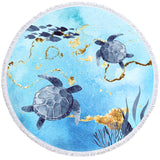 Golden Sea Turtle Bay Round Beach Towel