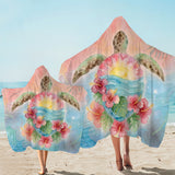 Sea Turtle Sunrise Hooded Towel