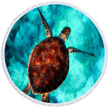 Sea Turtle Vibes Round Beach Towel