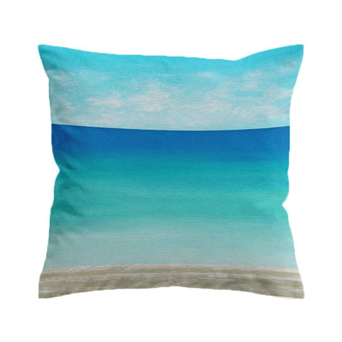 Beachy Blues Beach Painting Outdoor Cushion Cover