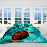 Sea Turtle Vibes Reversible Bed Cover Set