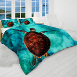 Sea Turtle Vibes Reversible Bed Cover Set