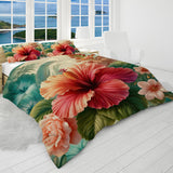 Hibiscus Flower Reversible Bed Cover Set