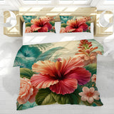 Hibiscus Flower Reversible Bed Cover Set