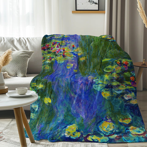 Claude Monet Water Lilies Flannel Fleece Blanket