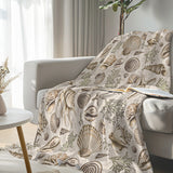 Brown Seashells Flannel Fleece Blanket