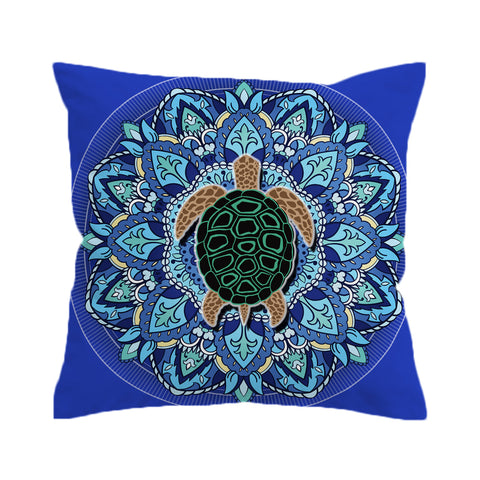 Blue Mandala Turtle Outdoor Cushion Cover