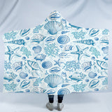 Blue Seashells Cosy Hooded Blanket
