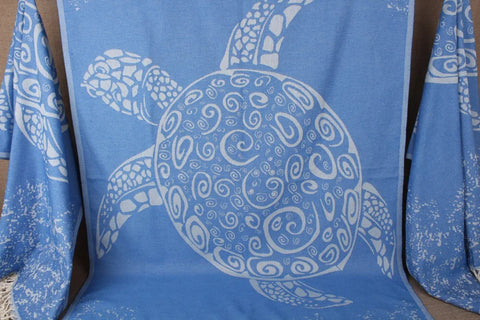 The Original Blue Turkish Turtle Beach Towel