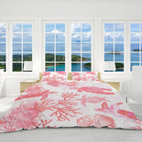 Red Coral Wonders Reversible Bed Cover Set