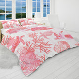 Red Coral Wonders Reversible Bed Cover Set