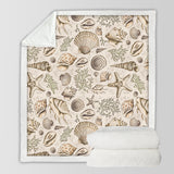 Brown Seashells Soft Sherpa Blanket