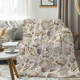 Brown Seashells Flannel Fleece Blanket