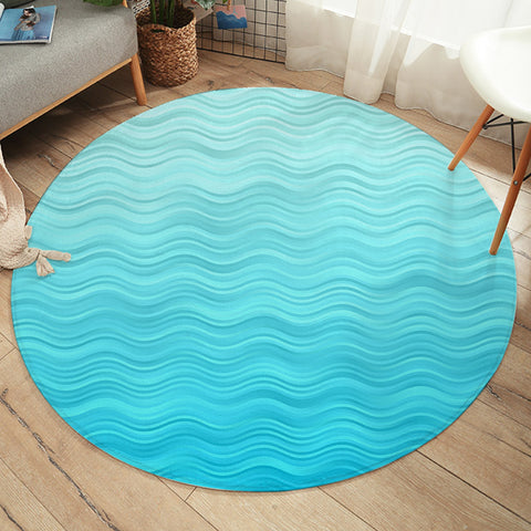 Waves of Blue Round Floor Mat