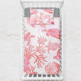 Red Coral Wonders Cot Bedding