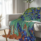 Van Gogh Irises Flannel Fleece Blanket