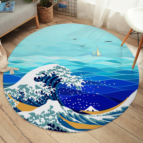 The Great Wave Round Floor Mat