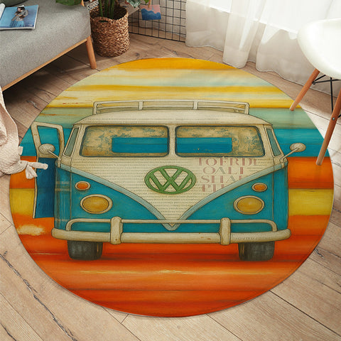 Vee Dub Sunset Round Floor Mat