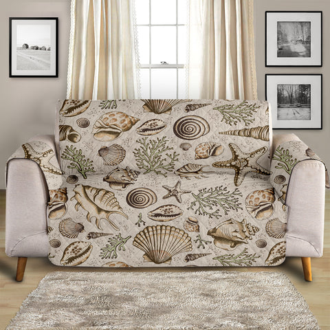 Brown Seashells Sofa Cover