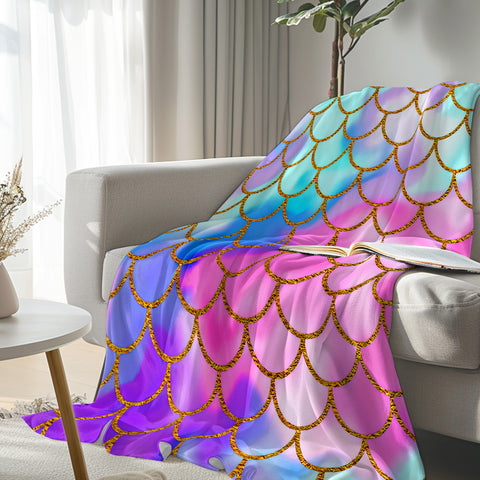 Mermaid Scales Flannel Fleece Blanket