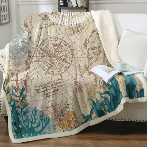 Nautical Chart Bedspread Blanket