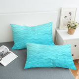 Waves of Blue Reversible Bed Cover Set