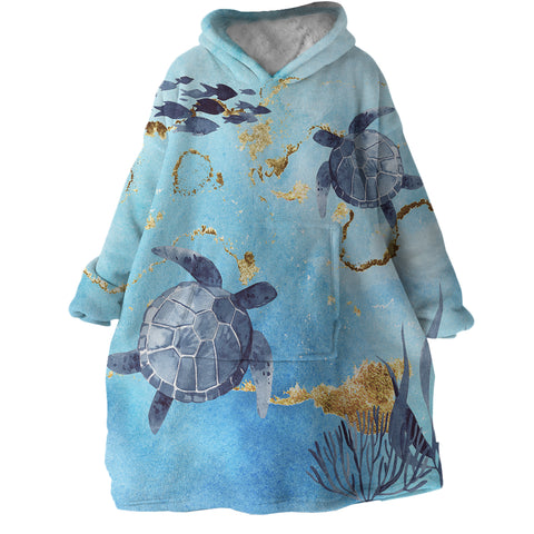 Golden Sea Turtle Bay Wearable Blanket Hoodie