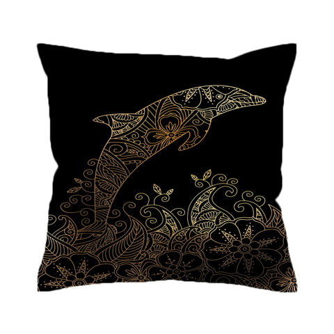 The Golden Dolphin Cushion Cover