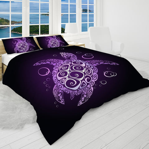 The Purple Turtle Twist Reversible Bed Cover Set