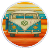 Vee Dub Sunset Round Beach Towel