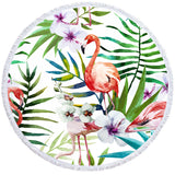 Flamingo Tropics Round Beach Towel