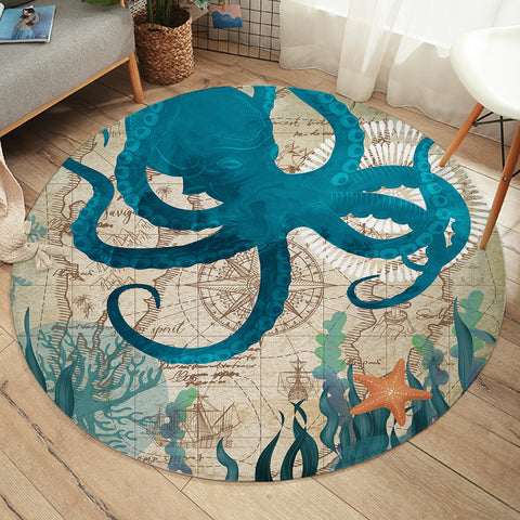 Octopus Love Round Floor Mat