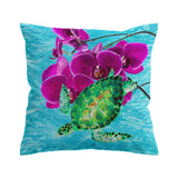 Sea Turtle and Orchids Outdoor Cushion Cover