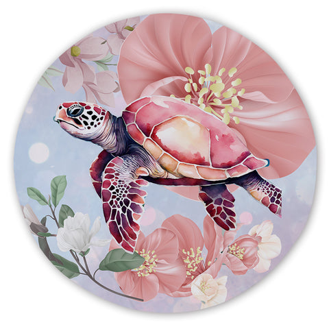 Sea Turtle Blossoms Round Sand-Free Towel