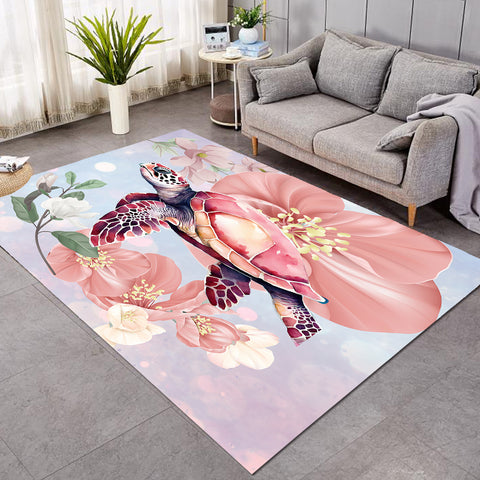 Sea Turtle Blossoms Floor Mat