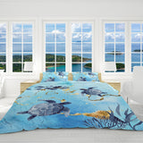 Golden Sea Turtle Bay Reversible Bed Cover Set