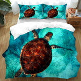 Sea Turtle Vibes cotton doona cover set - design view 1