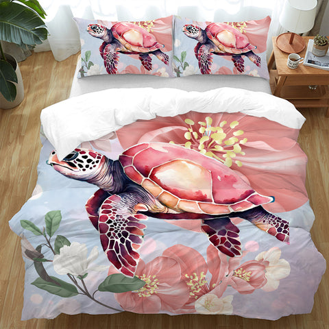 Sea Turtle Blossoms Doona Cover Set