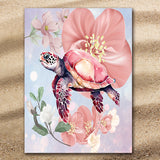 Sea Turtle Blossoms Jumbo Beach Towel