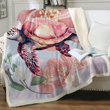 Sea Turtle Blossoms Soft Sherpa Blanket