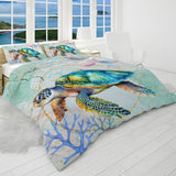 Dreamy Sea Turtle Reversible Bed Cover Set