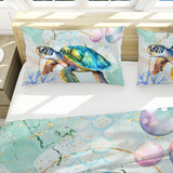 Dreamy Sea Turtle Reversible Bed Cover Set