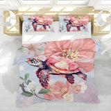 Sea Turtle Blossoms Quilt Cover Set