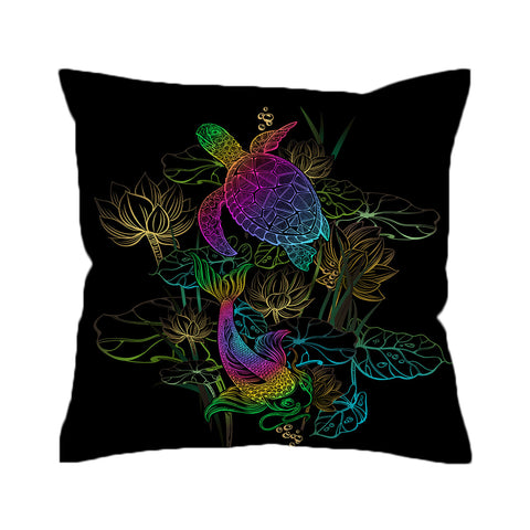 Sea Turtle and Koi Outdoor Cushion Cover