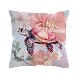 Sea Turtle Blossoms Cushion Cover