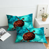 Sea Turtle Vibes cotton doona cover set - design view 2